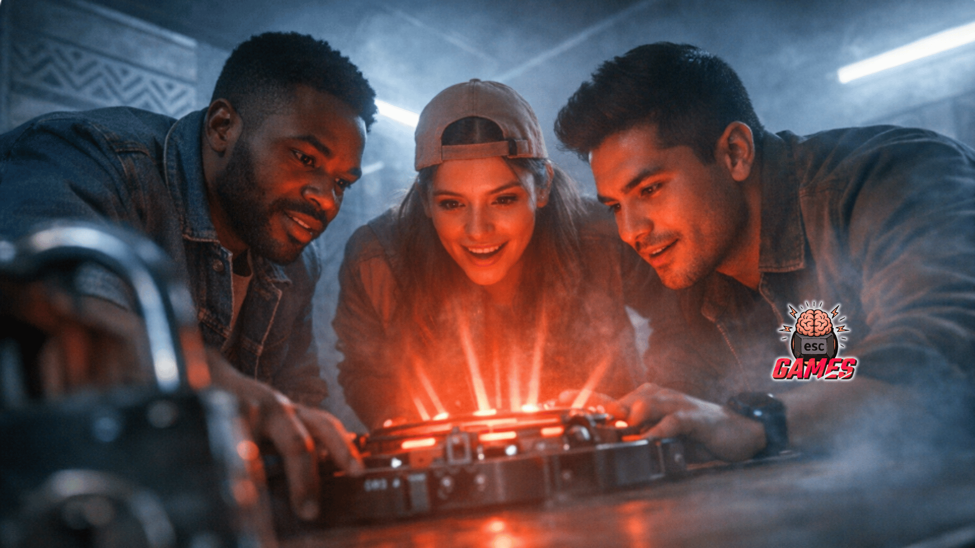 Personas disfrutando amigos en una sala de escape en Bogotá