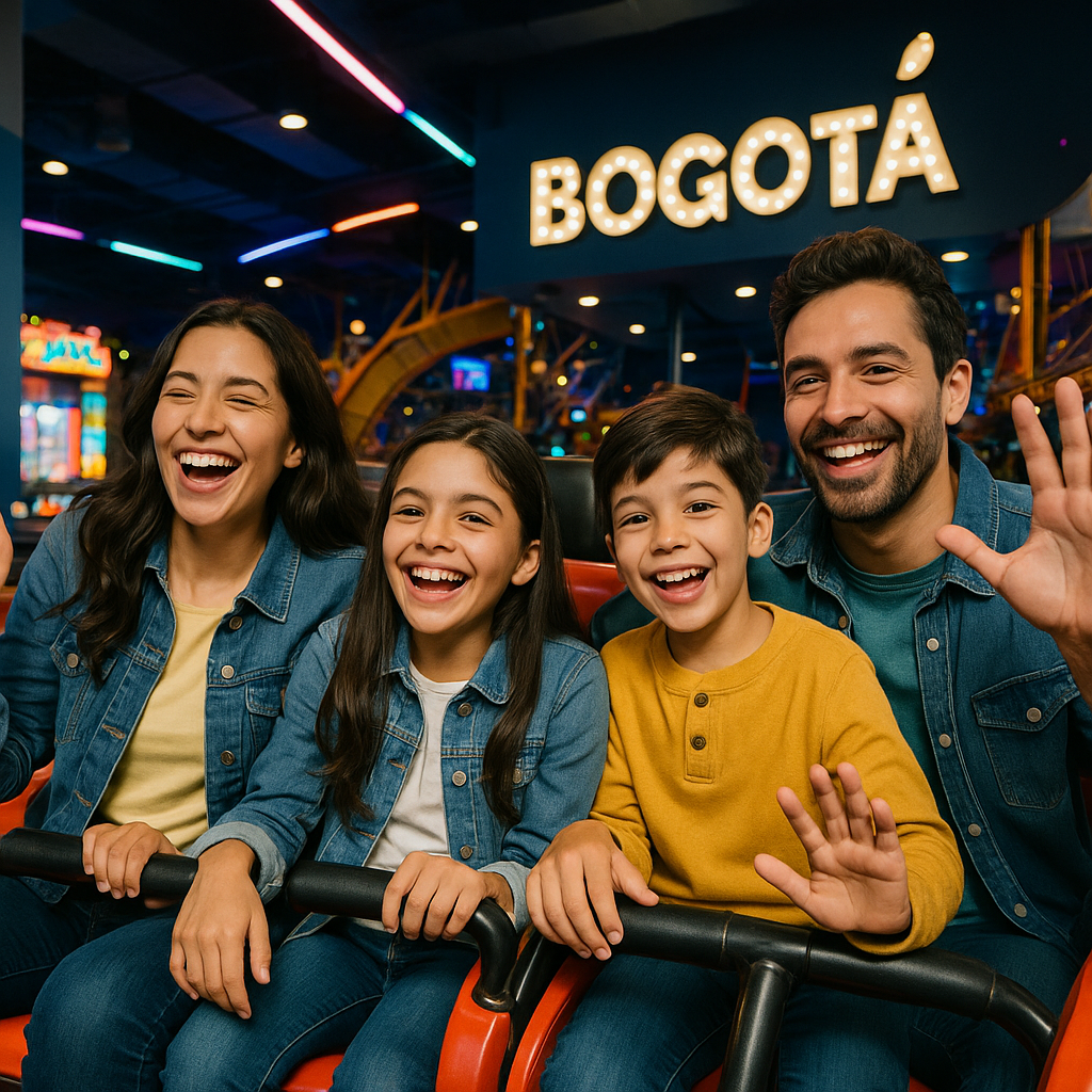 Familia sonriente disfrutando juntos de una aventu